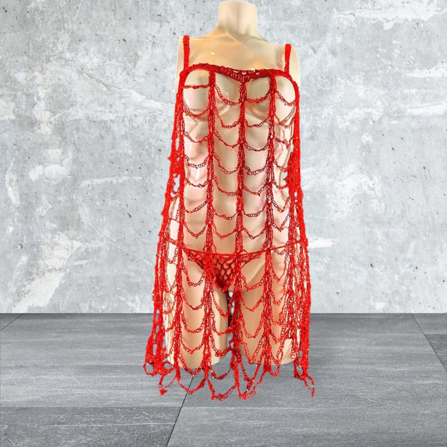 Nuisette tricoter a la main Ensemble rouge