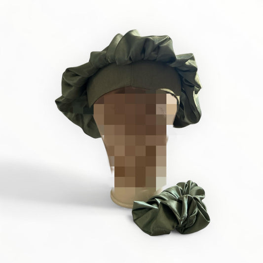 Bonnet en Satin Double Face  plus chouchou vert