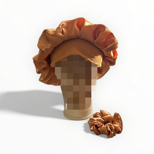 Bonnet en Satin Double Face  plus chouchou orange