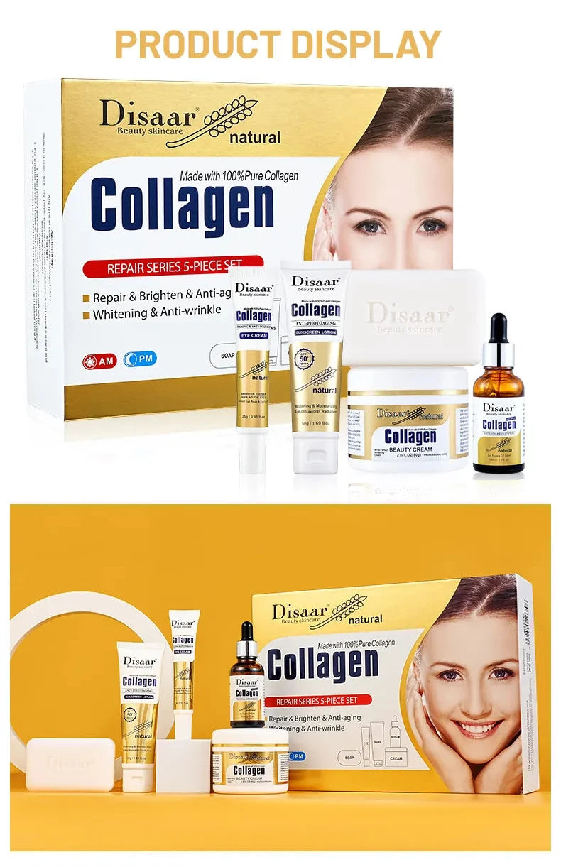 Disaar Natural 100% Collagen Anti-âge Blanchissant Éclaircissant Lot de 5 soins de la peau réparateurs